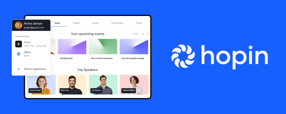 hopin event management app interface