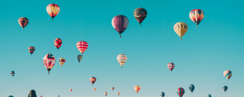 Hot air balloons in sky