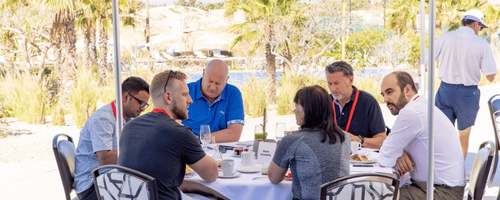 group of attendees networking during an incentive travel event
