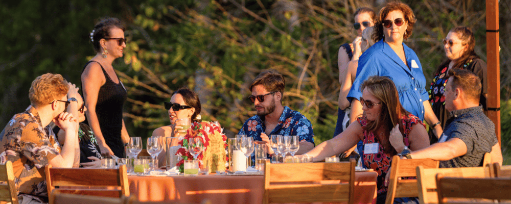 group of attendees networking during an incentive travel event