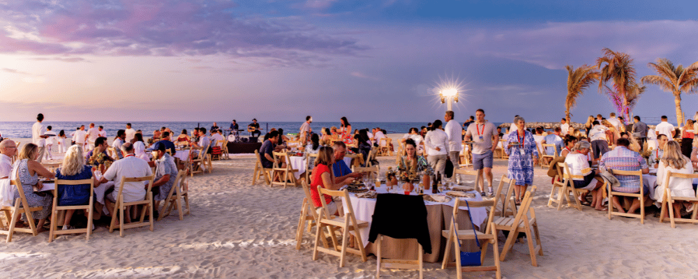 group of attendees networking during an incentive travel event