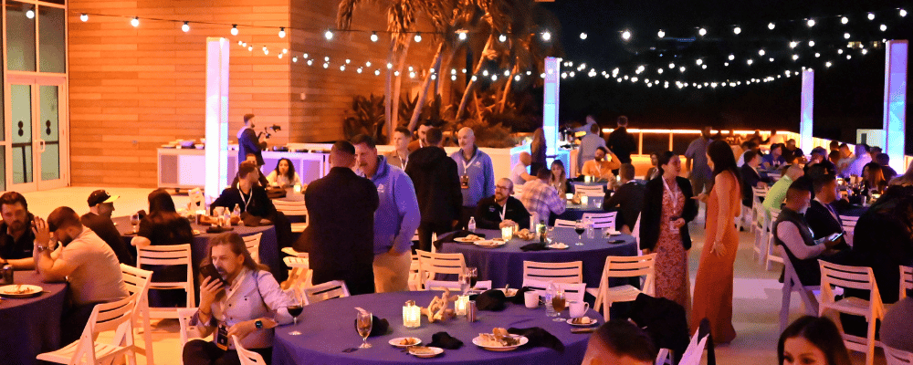 group of attendees networking at a corporate event conference