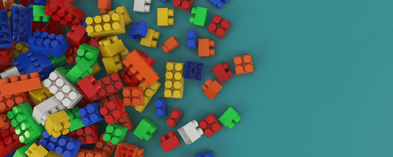 legos spread on table close up