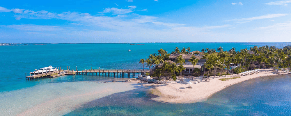 ocean view of little palm island resort in Florida Keys