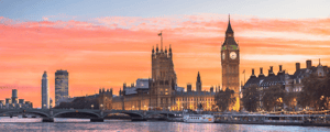 London with river and sunset