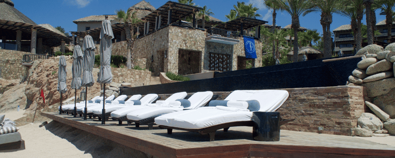 lounge chairs outside of all inclusive for an incentive trip