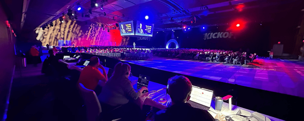 A/V producer coordinating a corporate conference