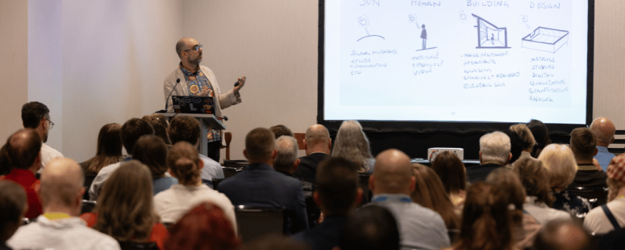 speaker in front of a breakout session