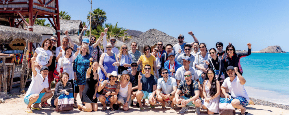 group of attendees doing an activity during an incentive trip