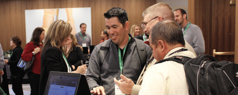 group of event attendees participating in an interactive workshop