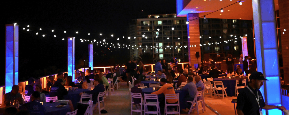 group of attendees networking at a corporate event in mexico