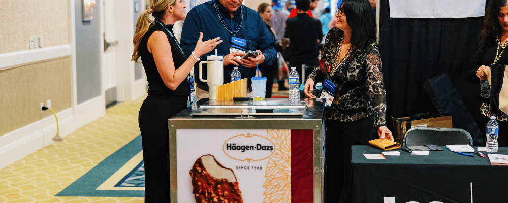 icecream being passed out at a trade show