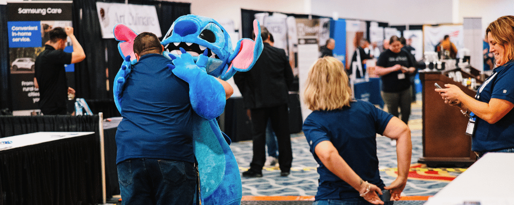 mascot at a corporate event trade show