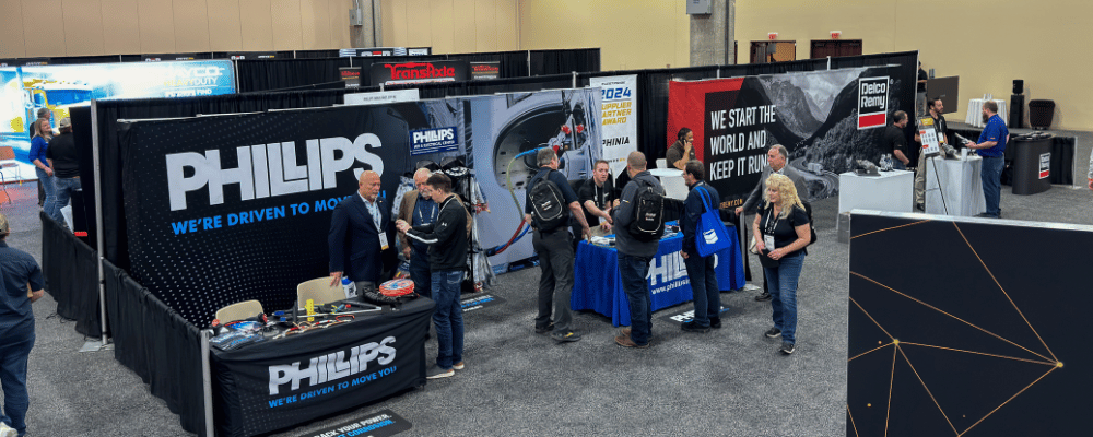 attendees walking around a trade show expo