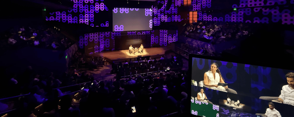 A/V production screens at a user conference san fransisco. 3
