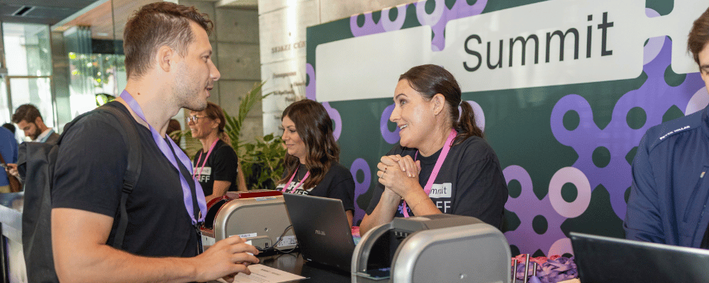 attendee checking into a user conference