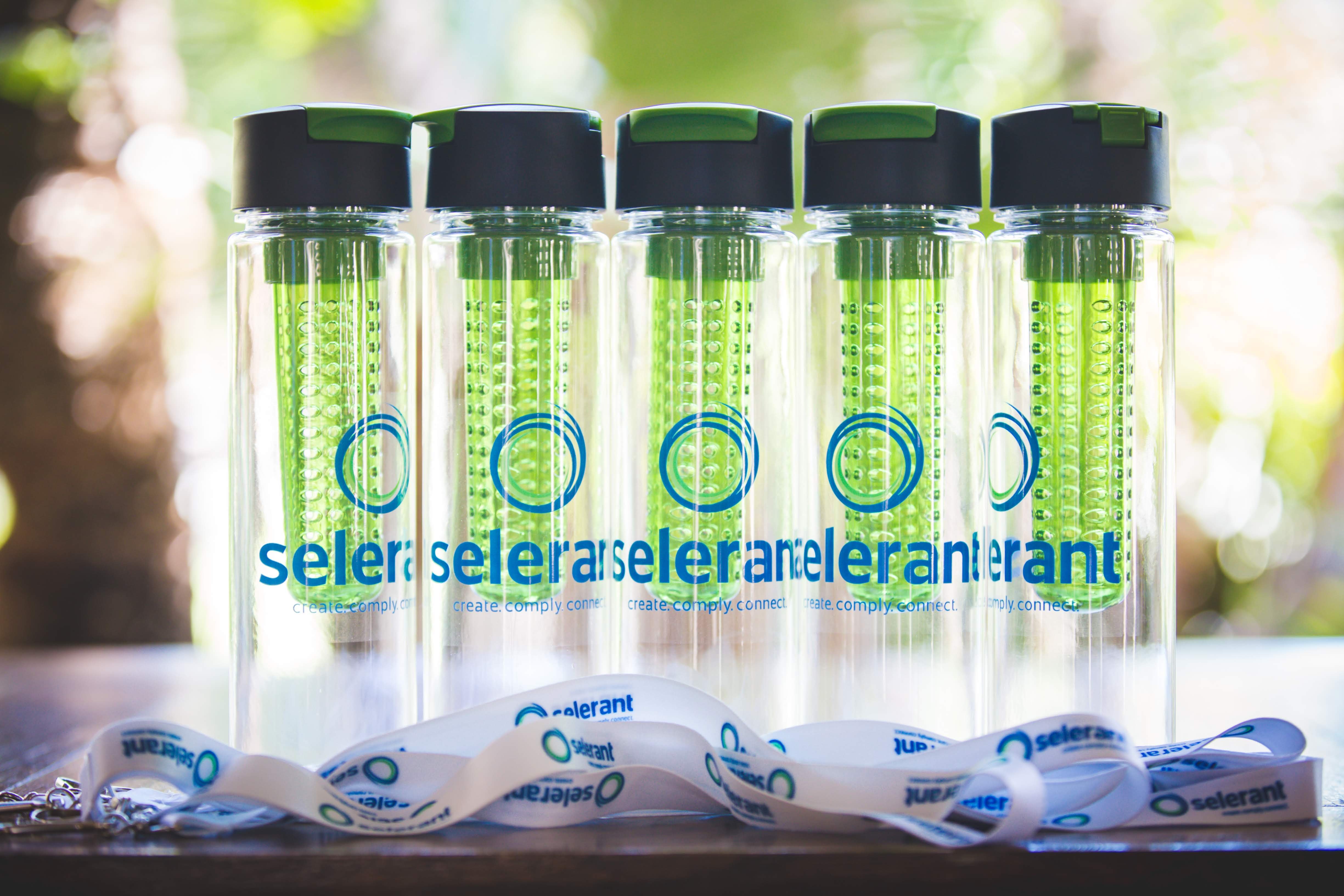 branded infusion water bottles and lanyards for event gifting