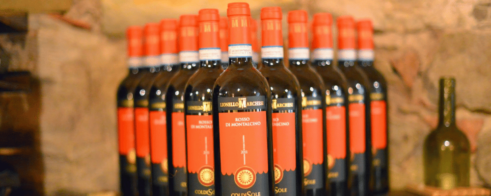 Bottles of wine for tasting in florence, italy